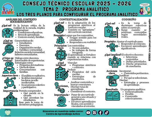 Infografía: TEMA 2: PROGRAMA ANALÍTICO - LOS TRES PLANOS PARA CONFIGURAR EL PROGRAMA ANALÍTICO (Editable en PowerPoint)