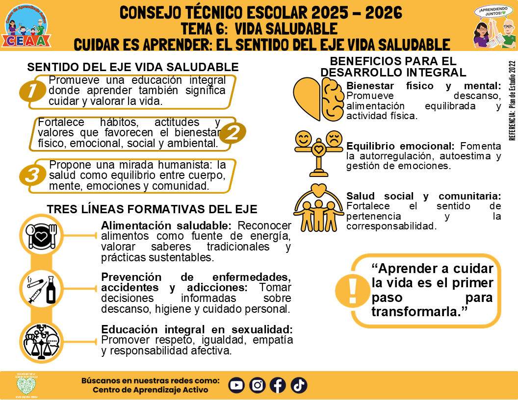 Infografía: TEMA 6: VIDA SALUDABLE - CUIDAR ES APRENDER: EL SENTIDO DEL EJE VIDA SALUDABLE (Editable en PowerPoint)