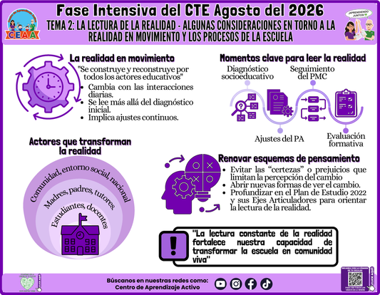 Infografía CTE Fase Intensiva: TEMA 2: LA LECTURA DE LA REALIDAD - ALGUNAS CONSIDERACIONES EN TORNO A LA REALIDAD EN MOVIMIENTO Y LOS PROCESOS DE LA ESCUELA en PDF