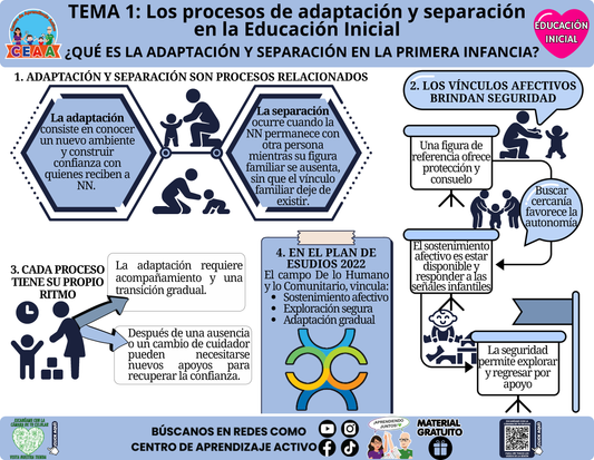 🩷 Infografía CTE Educación Inicial Tema 1 - ¿QUÉ ES LA ADAPTACIÓN Y SEPARACIÓN EN LA PRIMERA INFANCIA? en PDF