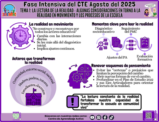 Infografía CTE Fase Intensiva Tema 1: La Lectura de la Realidad - Algunas Consideraciones en Torno a la Realidad en Movimiento y los Procesos de la Escuela en PDF (Editable en PowerPoint)
