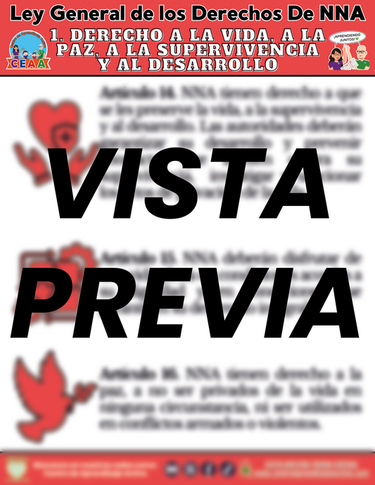 Infografía Ley General de los Derechos De NNA 1. DERECHO A LA VIDA, A LA PAZ, A LA SUPERVIVENCIA Y AL DESARROLLO