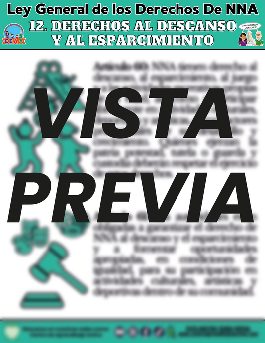 Infografía Ley General de los Derechos De NNA 12. DERECHOS AL DESCANSO Y AL ESPARCIMIENTO