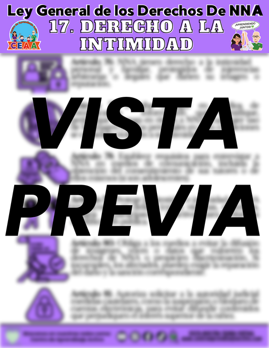 Infografía Ley General de los Derechos De NNA 17. DERECHO A LA INTIMIDAD