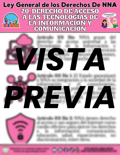Infografía Ley General de los Derechos De NNA 20. DERECHO DE ACCESO A LAS TECNOLOGÍAS DE LA INFORMACIÓN Y COMUNICACIÓN