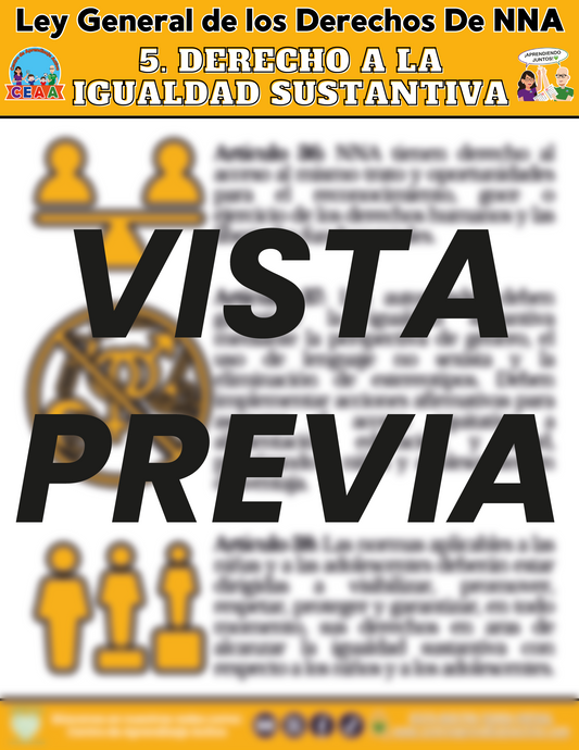 Infografía Ley General de los Derechos De NNA 5. DERECHO A LA IGUALDAD SUSTANTIVA