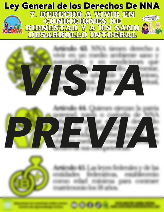 Infografía Ley General de los Derechos De NNA 7. DERECHO A VIVIR EN CONDICIONES DE BIENESTAR Y A UN SANO DESARROLLO INTEGRAL