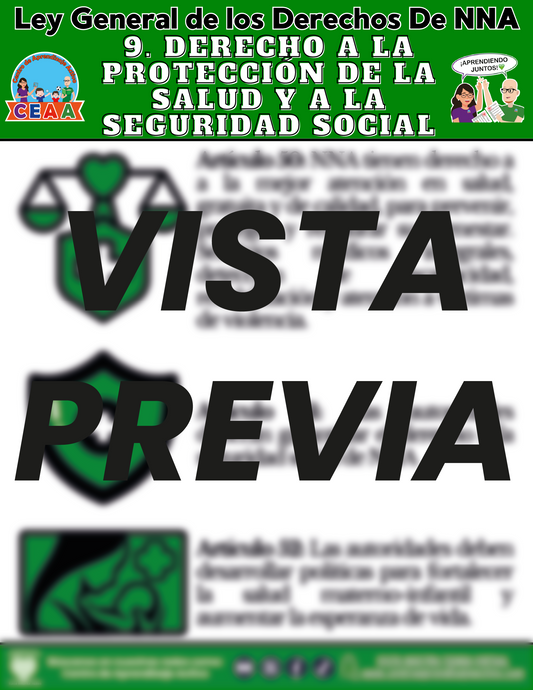Infografía Ley General de los Derechos De NNA 9. DERECHO A LA PROTECCIÓN DE LA SALUD Y A LA SEGURIDAD SOCIAL