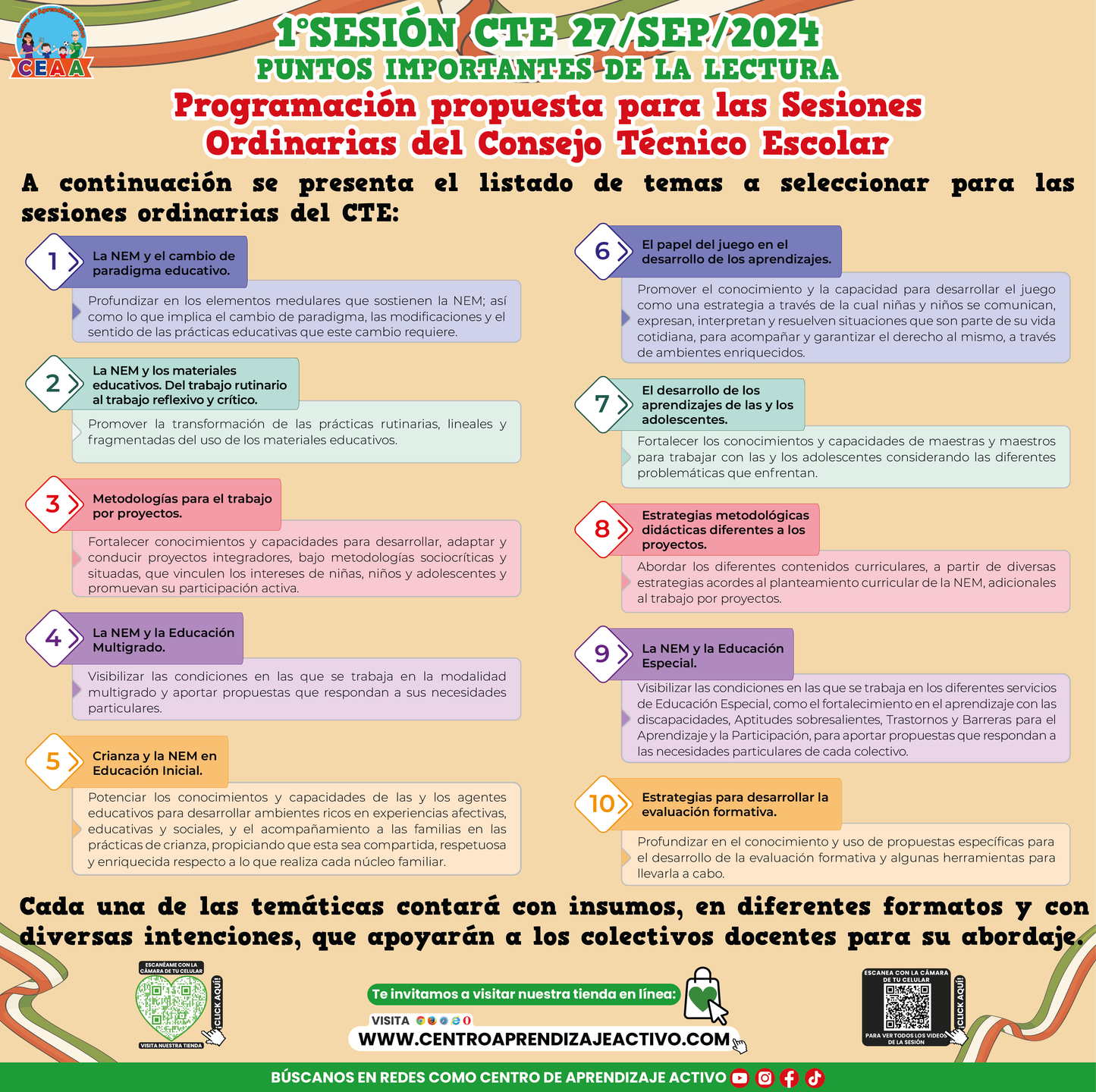 Infografía Programación propuesta para las Sesiones Ordinarias del Consejo Técnico Escolar