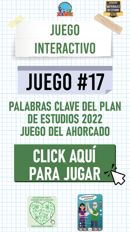 JUEGO INTERACTIVO #17: PALABRAS CLAVE DEL PLAN DE ESTUDIOS 2022 JUEGO DEL AHORCADO