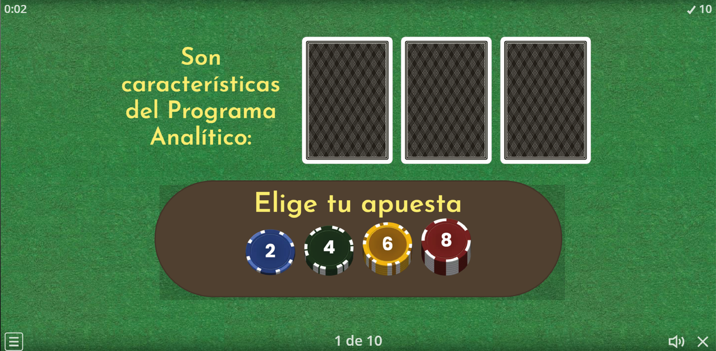 JUEGO INTERACTIVO #21 POKER PLAN DE ESTUDIO 2022