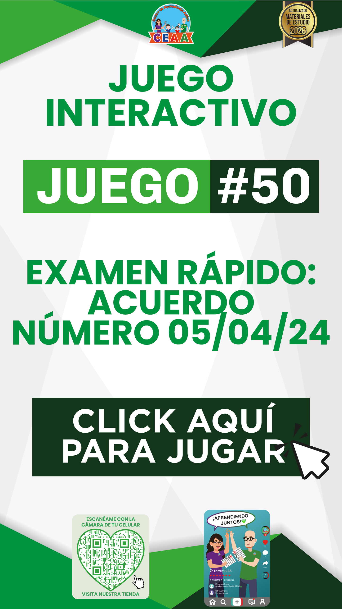 JUEGO INTERACTIVO #50 EXAMEN RÁPIDO ACUERDO NÚMERO 05/04/24