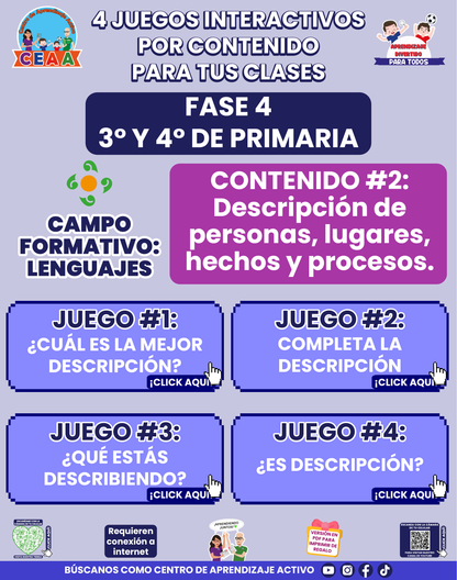 4 JUEGOS INTERACTIVOS POR CONTENIDO PARA TUS CLASES - Fase 4 - LENGUAJES - Contenido 2