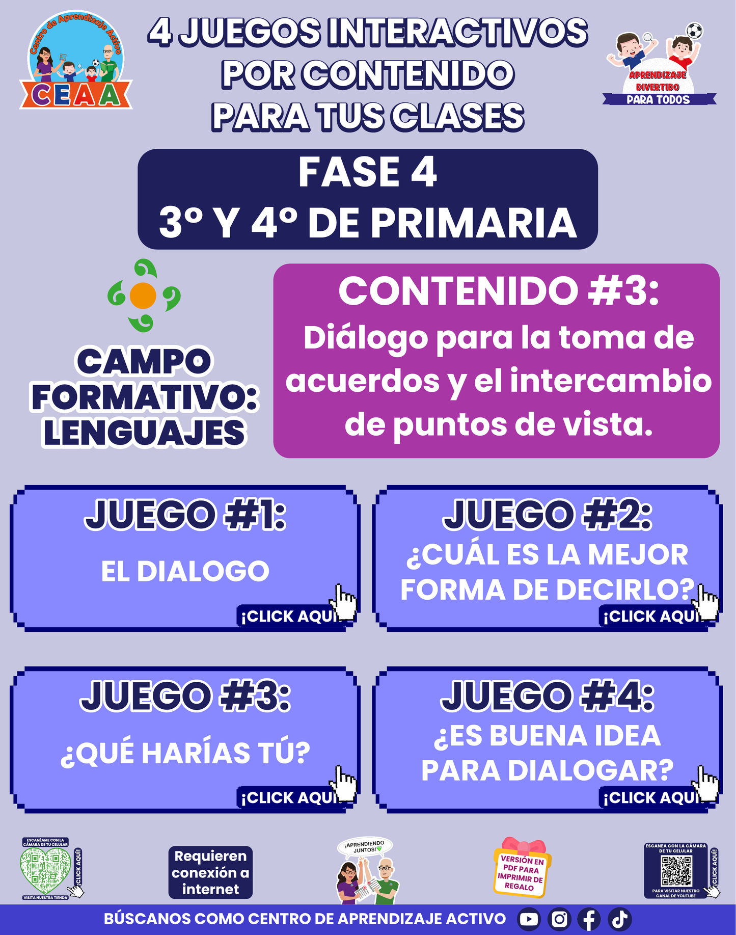 4 JUEGOS INTERACTIVOS POR CONTENIDO PARA TUS CLASES - Fase 4 - LENGUAJES - Contenido 3