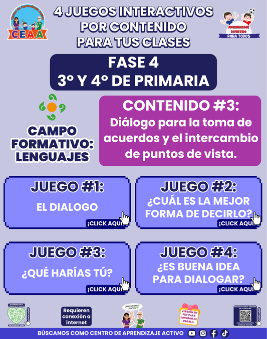 4 JUEGOS INTERACTIVOS POR CONTENIDO PARA TUS CLASES - Fase 4 - LENGUAJES - Contenido 3