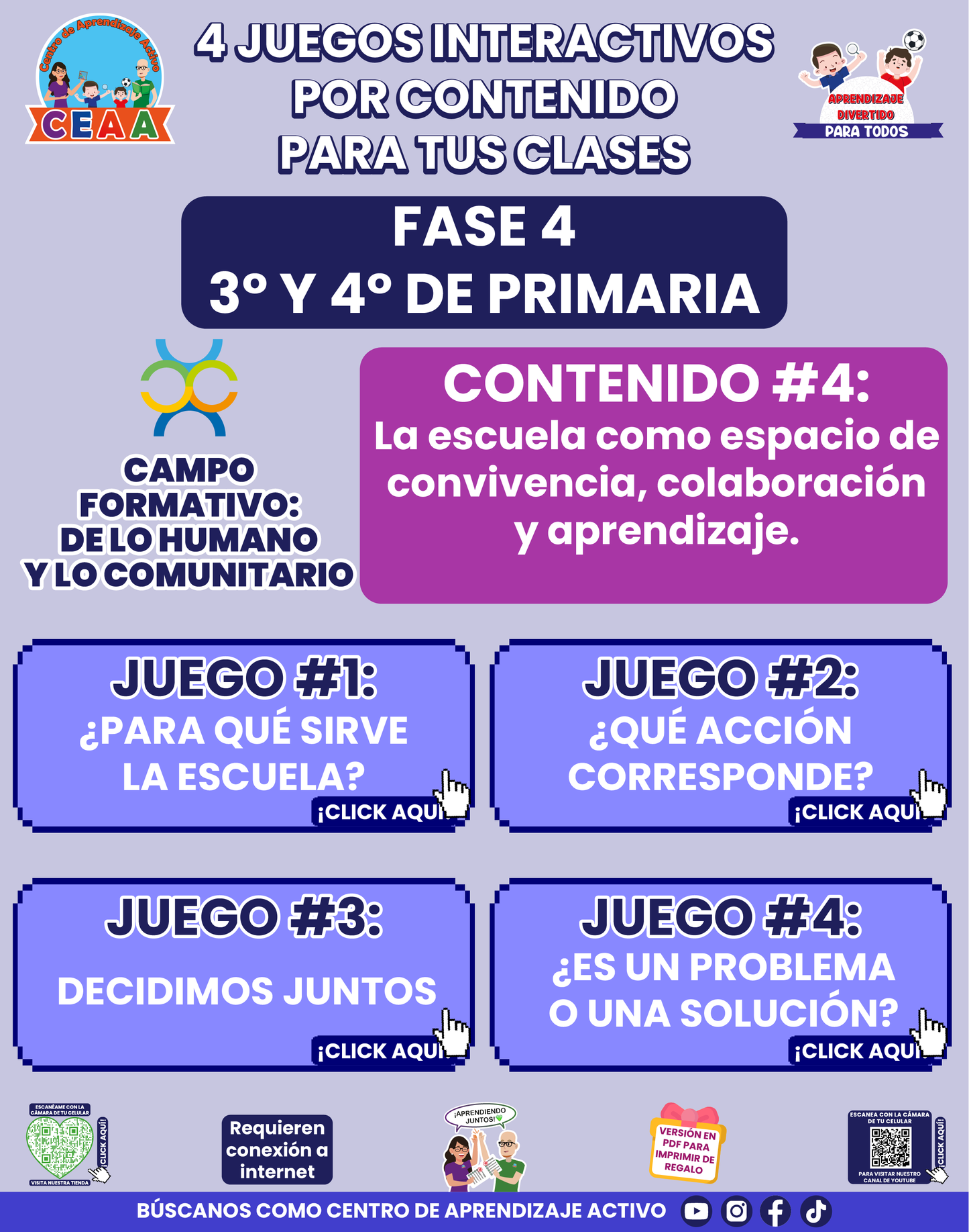 4 JUEGOS INTERACTIVOS POR CONTENIDO PARA TUS CLASES - Fase 4 - DE LO HUMANO Y LO COMUNITARIO - Contenido 4