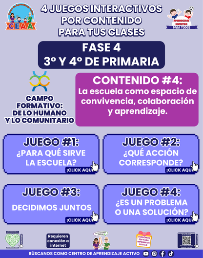 4 JUEGOS INTERACTIVOS POR CONTENIDO PARA TUS CLASES - Fase 4 - DE LO HUMANO Y LO COMUNITARIO - Contenido 4