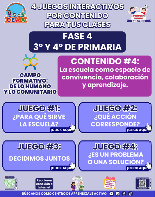 4 JUEGOS INTERACTIVOS POR CONTENIDO PARA TUS CLASES - Fase 4 - DE LO HUMANO Y LO COMUNITARIO - Contenido 4