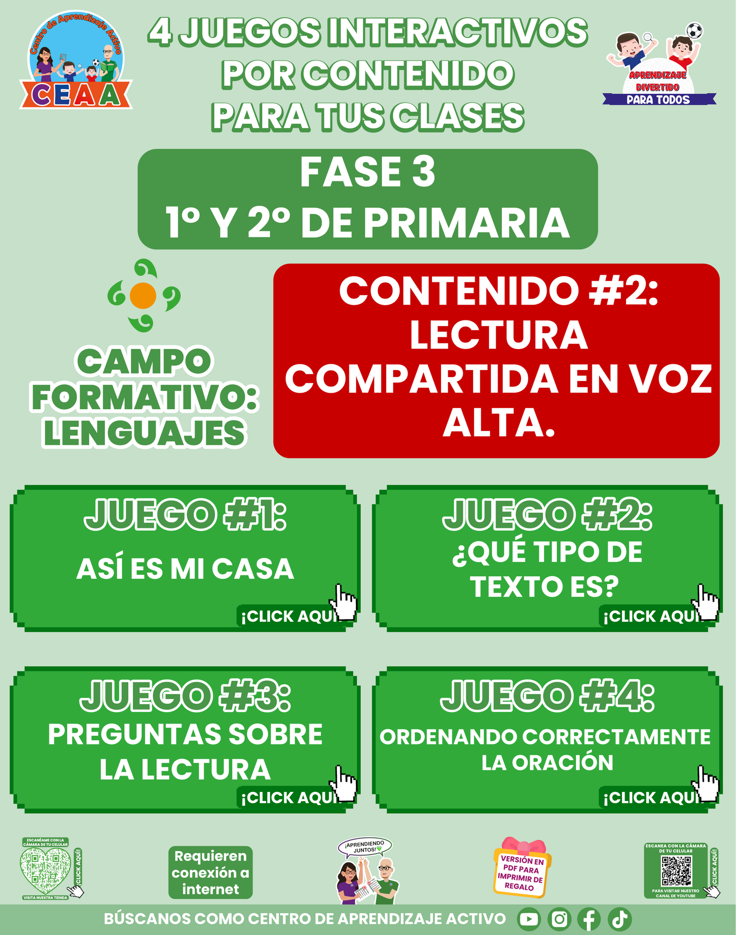 4 JUEGOS INTERACTIVOS POR CONTENIDO PARA TUS CLASES - Fase 3 - LENGUAJES - Contenido 2