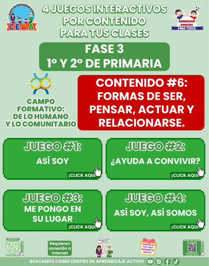 4 JUEGOS INTERACTIVOS POR CONTENIDO PARA TUS CLASES - Fase 3 - DE LO HUMANO Y LO COMUNITARIO - Contenido 6