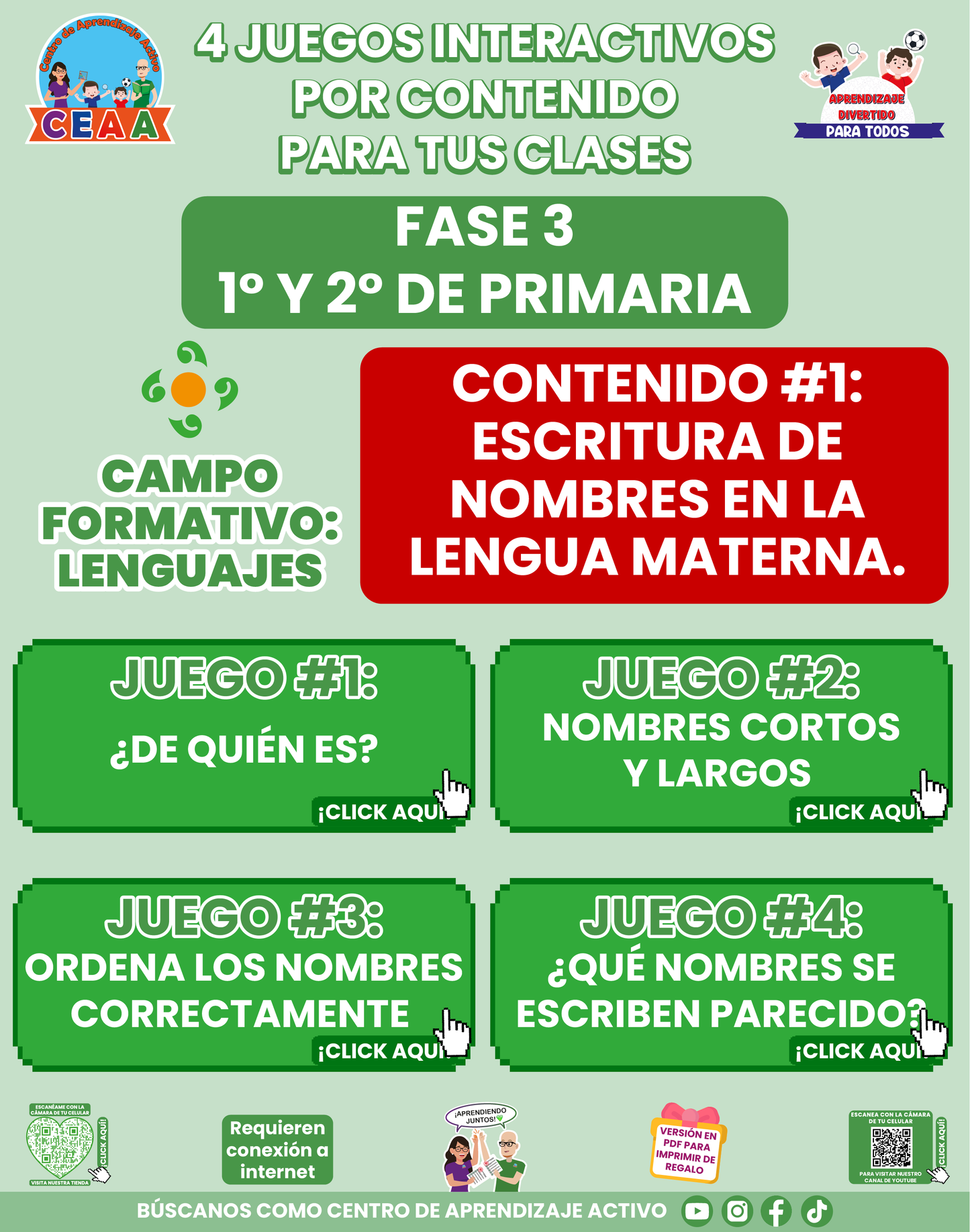 4 JUEGOS INTERACTIVOS POR CONTENIDO PARA TUS CLASES - Fase 3 - LENGUAJES - Contenido 1