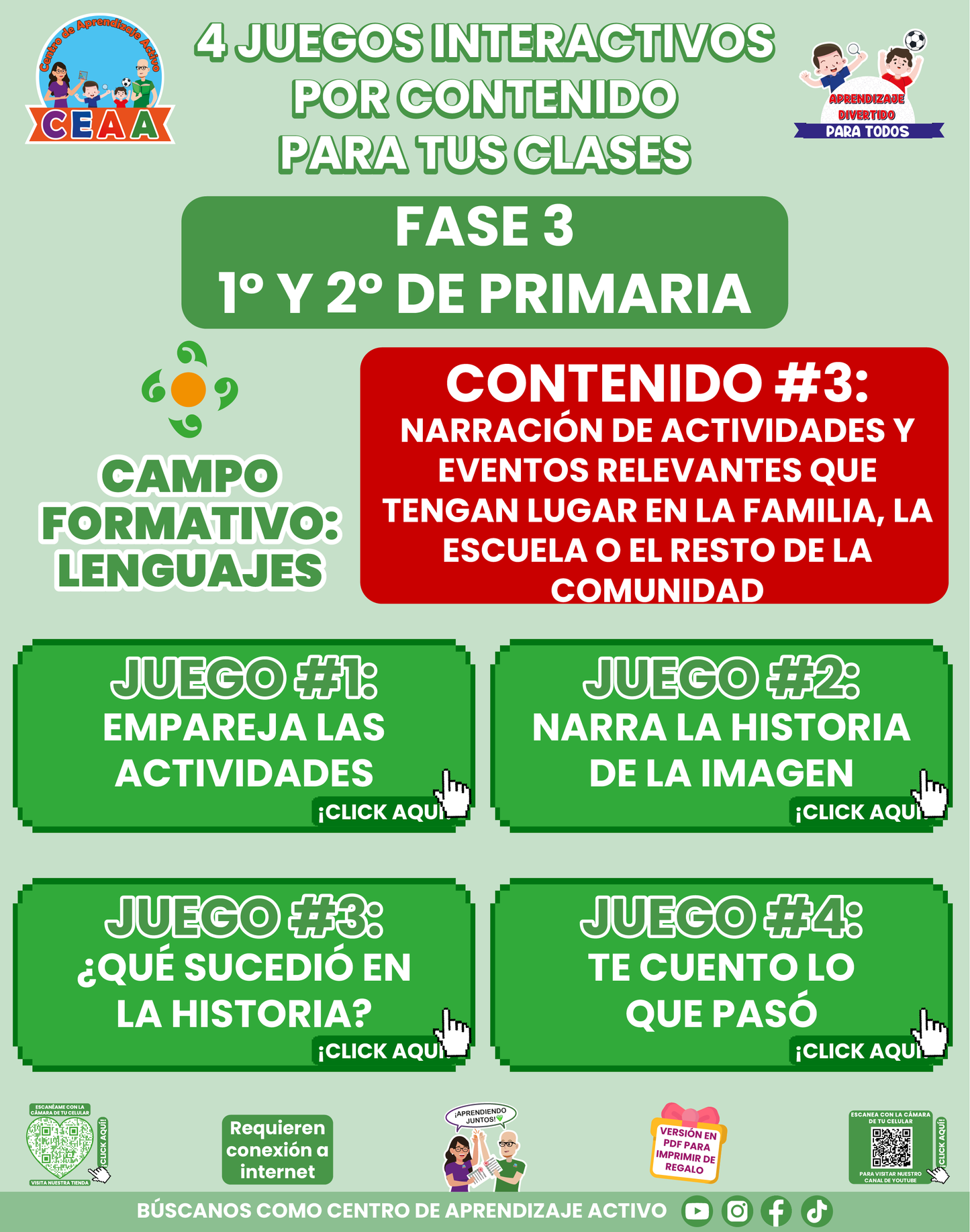 4 JUEGOS INTERACTIVOS POR CONTENIDO PARA TUS CLASES - Fase 3 - LENGUAJES - Contenido 3