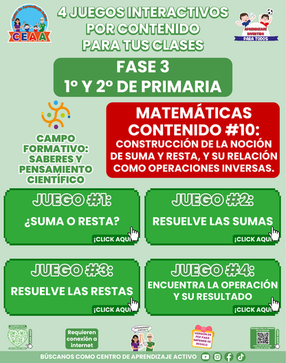 4 JUEGOS INTERACTIVOS POR CONTENIDO PARA TUS CLASES - Fase 3 - SABERES Y PENSAMIENTO CIENTÍFICO - Contenido 10