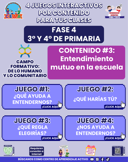 4 JUEGOS INTERACTIVOS POR CONTENIDO PARA TUS CLASES - Fase 4 - DE LO HUMANO Y LO COMUNITARIO - Contenido 3