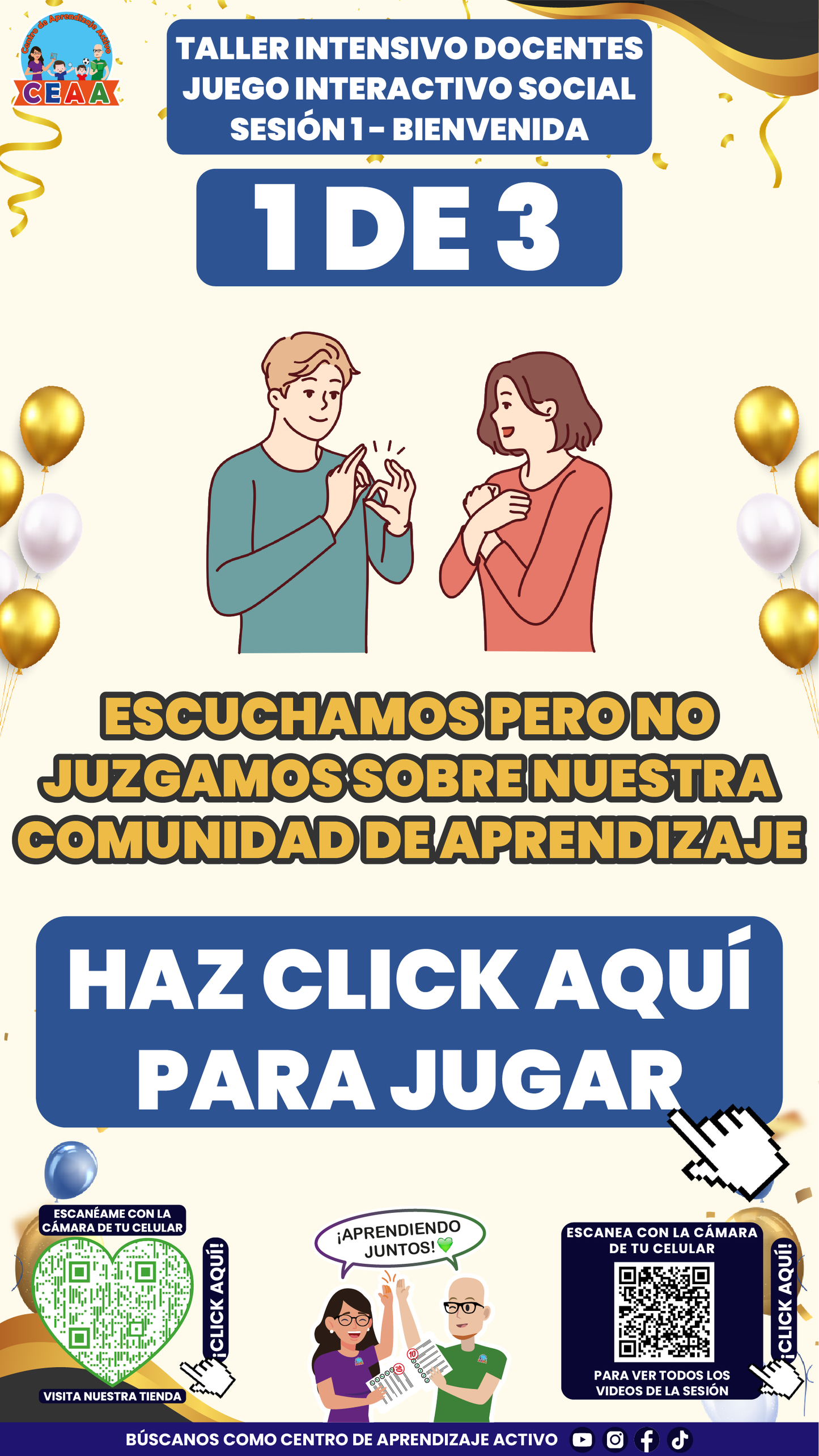 3 Juegos Interactivos Taller Intensivo Sesión 1 Espacios 1 y 2 Julio 2026 (Requieren conexión a internet)