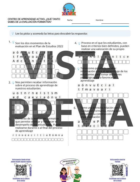 Juegos en PDF para imprimir Quinta Sesión CTE Preescolar, Primaria y Secundaria