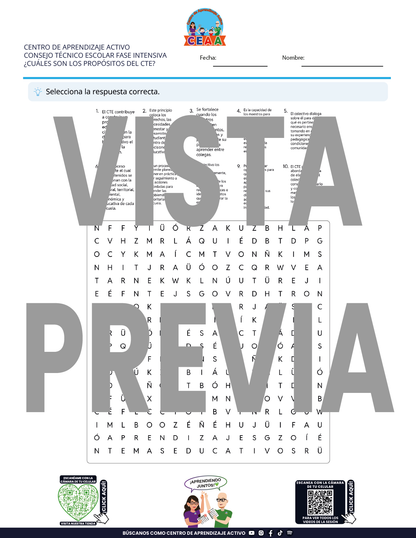 4 Juegos de Estudio para Imprimir para tu CTE Fase Intensiva Sesión 1 y 2 en PDF