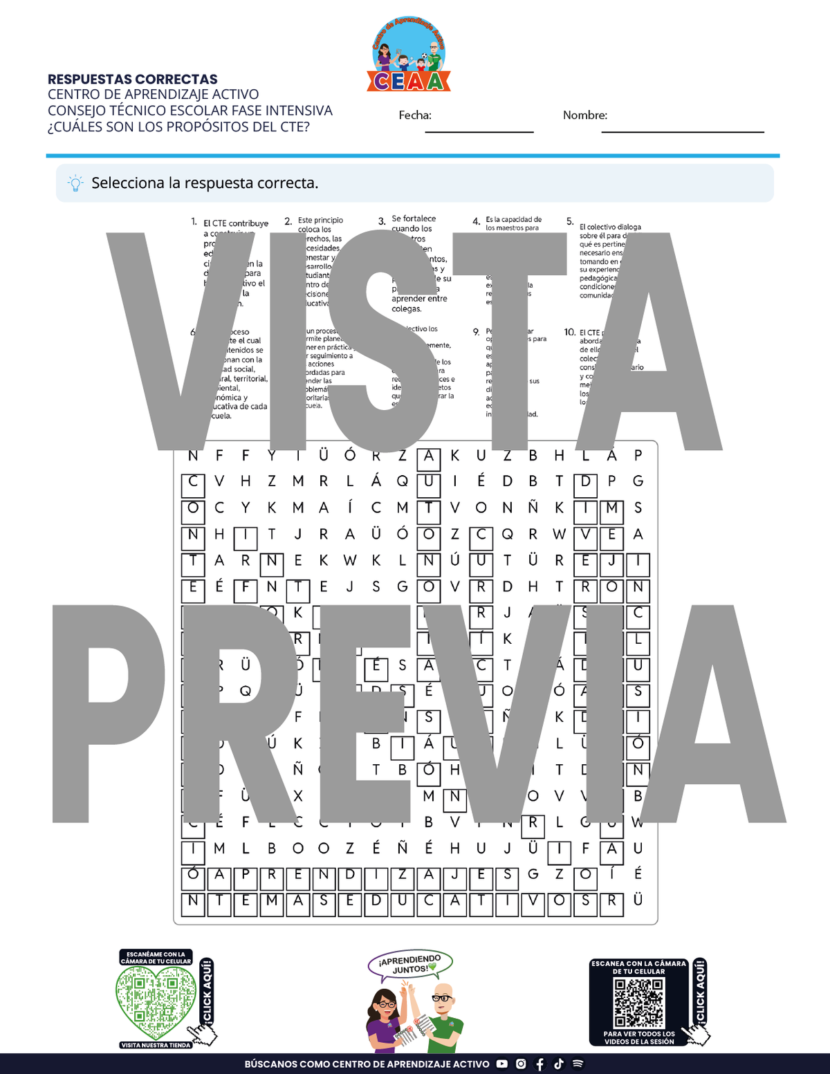 4 Juegos de Estudio para Imprimir para tu CTE Fase Intensiva Sesión 1 y 2 en PDF