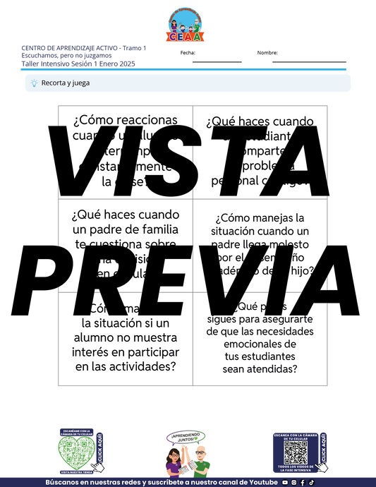 Juegos de Estudio para Imprimir Taller Intensivo Sesión 1 Enero 2025