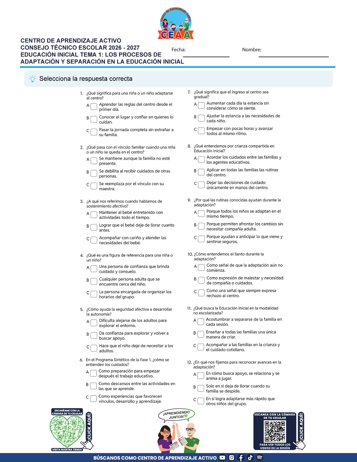 JUEGOS DE ESTUDIO PARA IMPRIMIR CTE EDUCACIÓN INICIAL TEMA 1