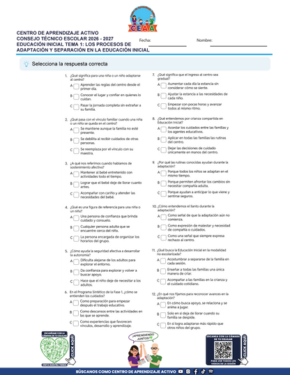 JUEGOS DE ESTUDIO PARA IMPRIMIR CTE EDUCACIÓN INICIAL TEMA 1