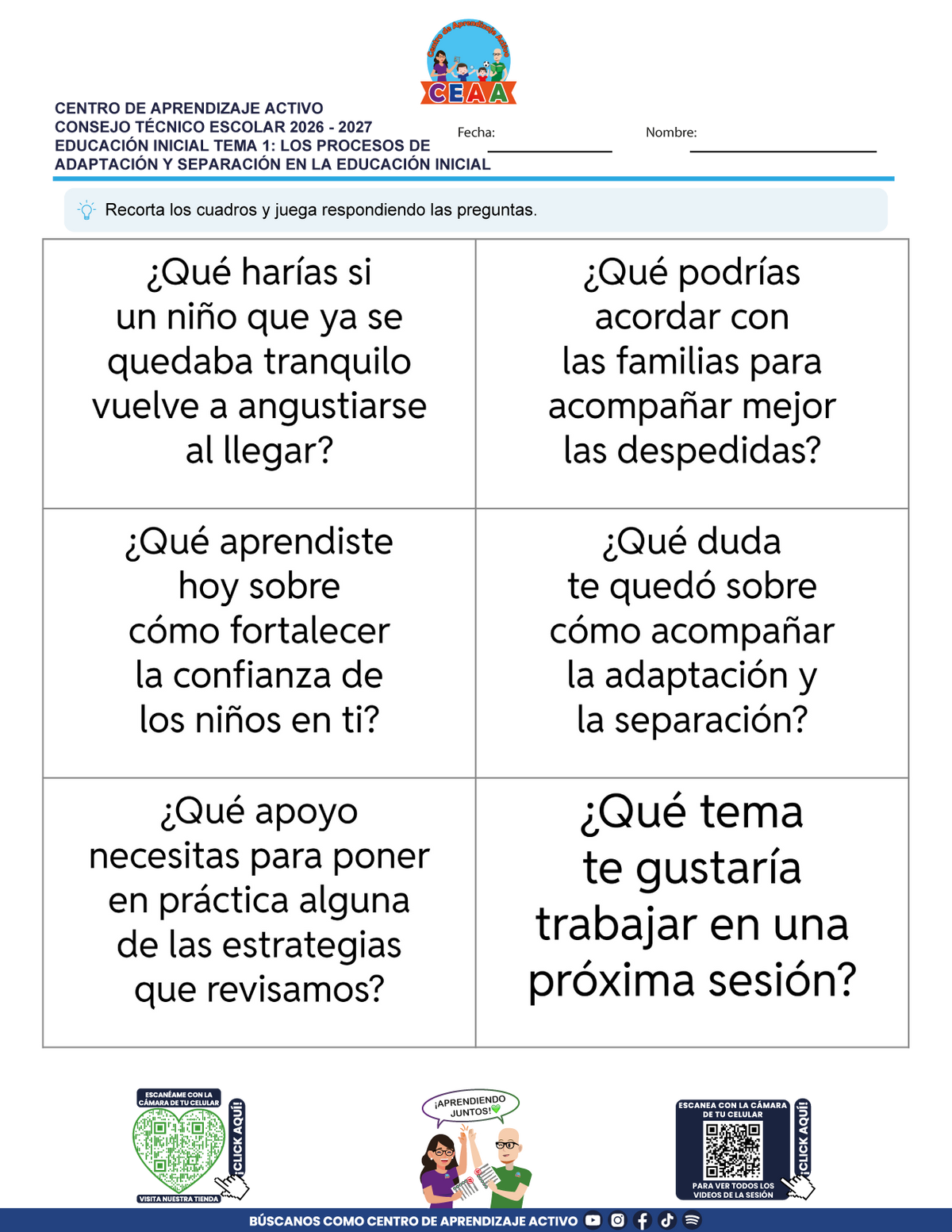 JUEGOS DE ESTUDIO PARA IMPRIMIR CTE EDUCACIÓN INICIAL TEMA 1