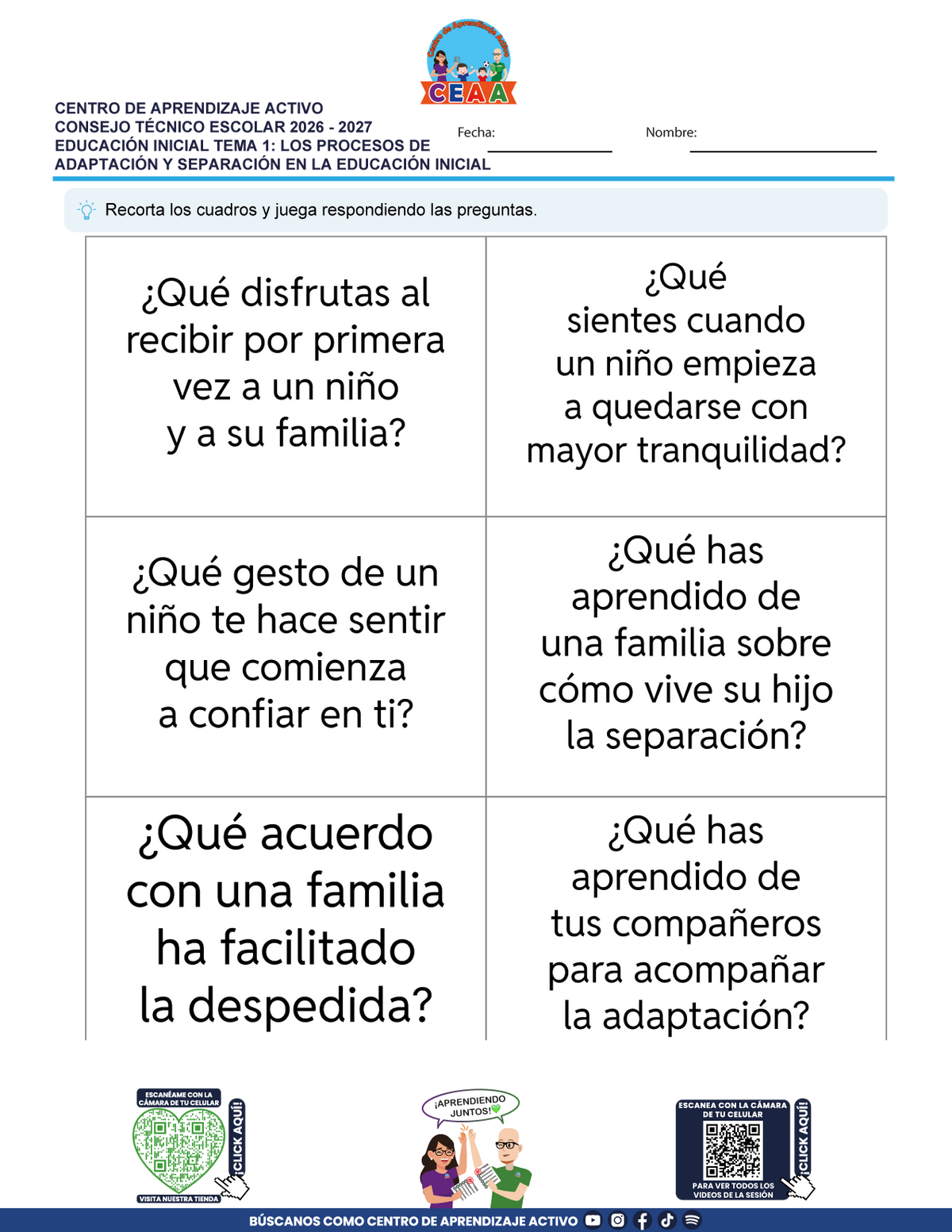 JUEGOS DE ESTUDIO PARA IMPRIMIR CTE EDUCACIÓN INICIAL TEMA 1
