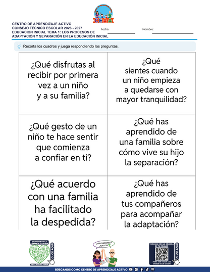 JUEGOS DE ESTUDIO PARA IMPRIMIR CTE EDUCACIÓN INICIAL TEMA 1