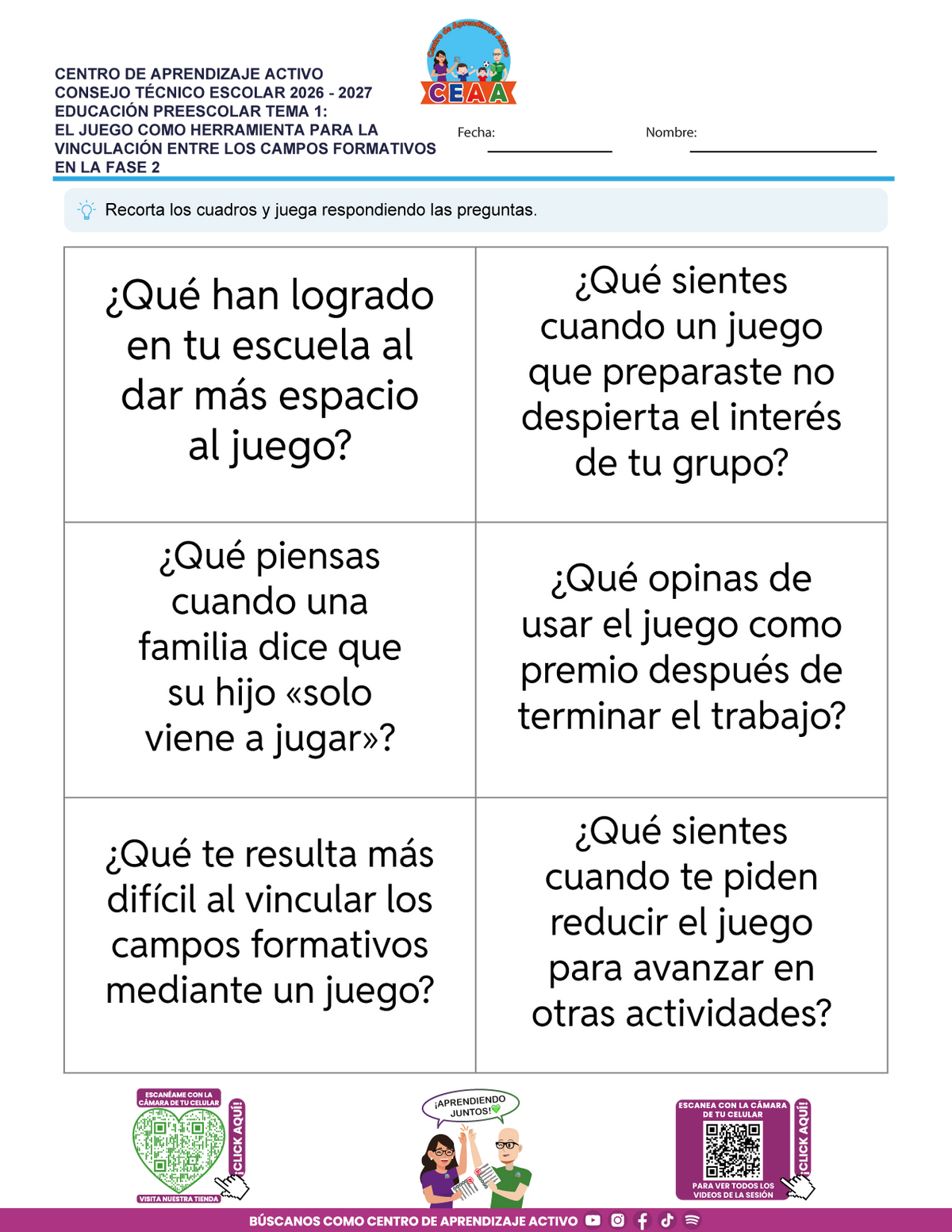 JUEGOS DE ESTUDIO PARA IMPRIMIR CTE EDUCACIÓN PREESCOLAR TEMA 1