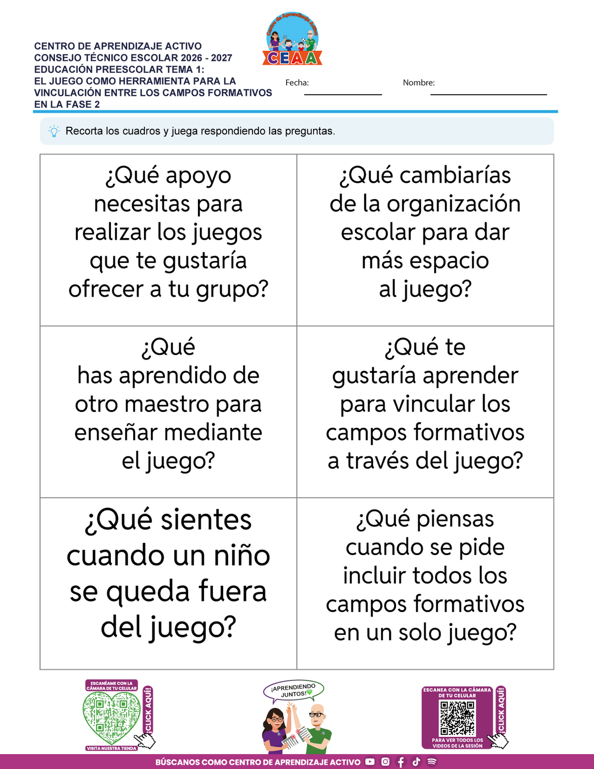 JUEGOS DE ESTUDIO PARA IMPRIMIR CTE EDUCACIÓN PREESCOLAR TEMA 1