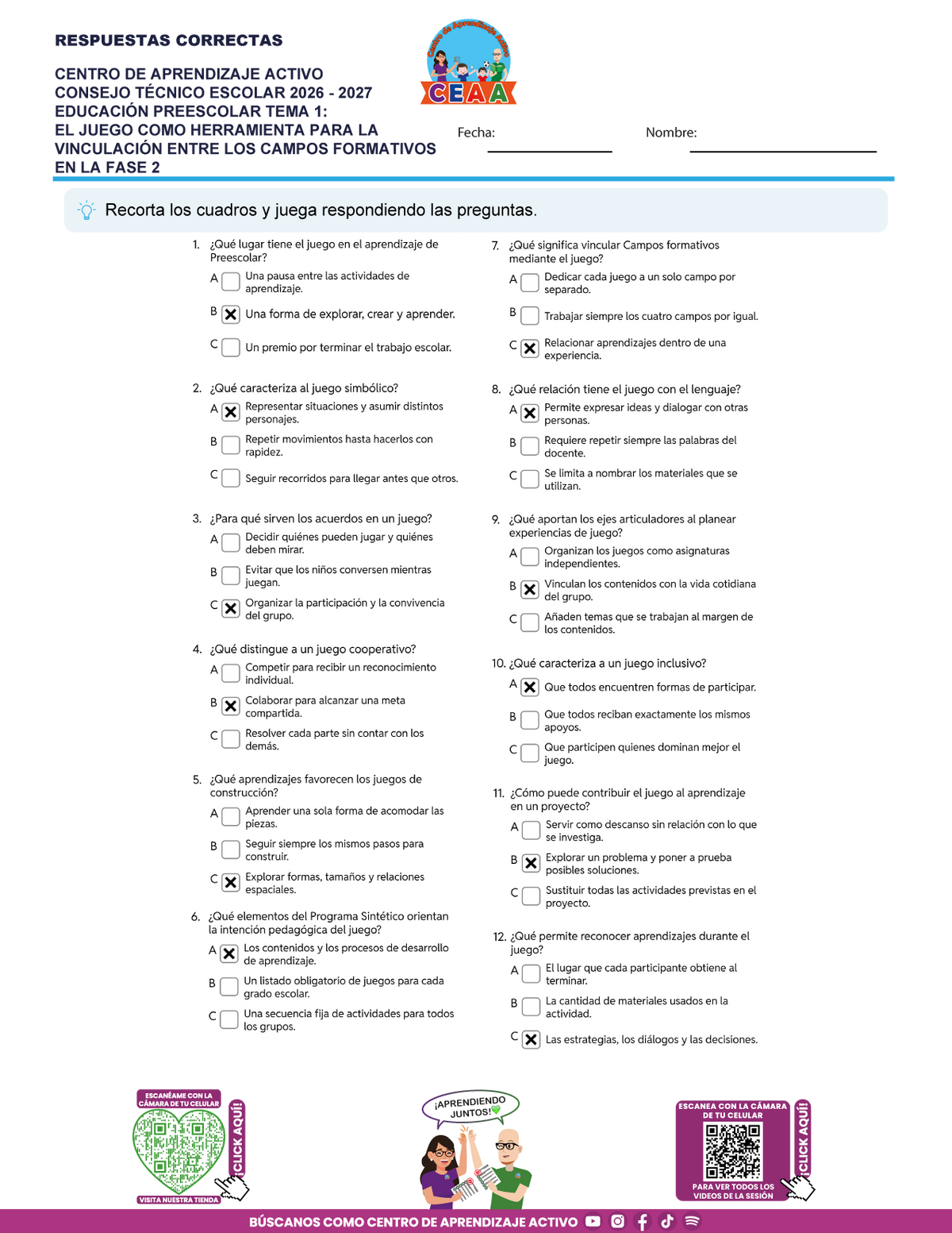 JUEGOS DE ESTUDIO PARA IMPRIMIR CTE EDUCACIÓN PREESCOLAR TEMA 1