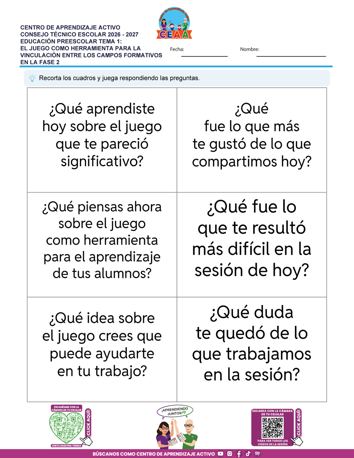 JUEGOS DE ESTUDIO PARA IMPRIMIR CTE EDUCACIÓN PREESCOLAR TEMA 1