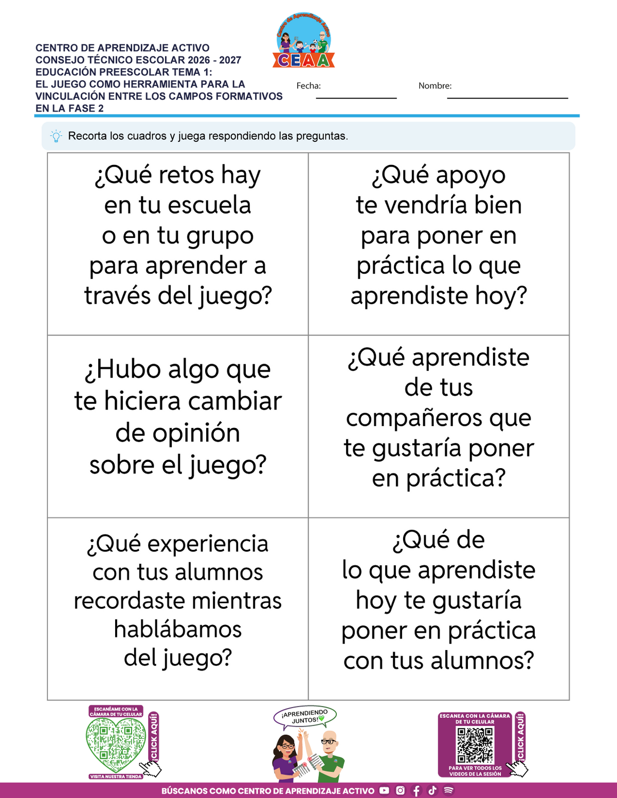 JUEGOS DE ESTUDIO PARA IMPRIMIR CTE EDUCACIÓN PREESCOLAR TEMA 1