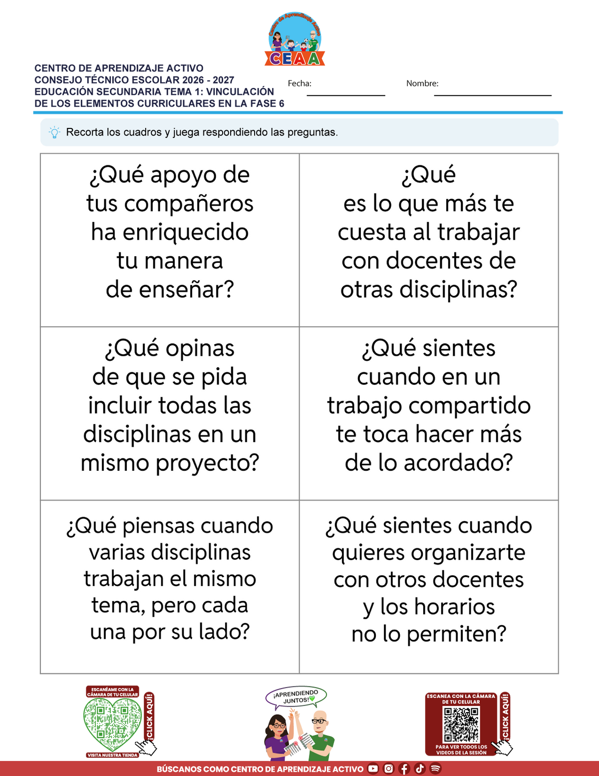 JUEGOS DE ESTUDIO PARA IMPRIMIR CTE EDUCACIÓN SECUNDARIA TEMA 1