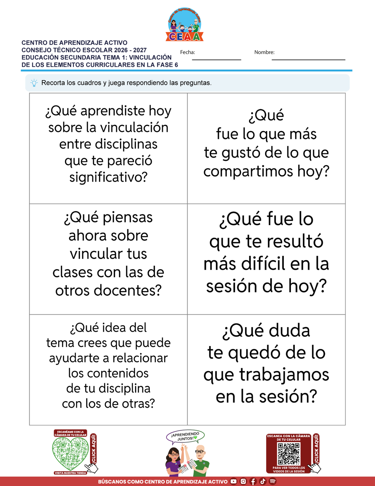 JUEGOS DE ESTUDIO PARA IMPRIMIR CTE EDUCACIÓN SECUNDARIA TEMA 1