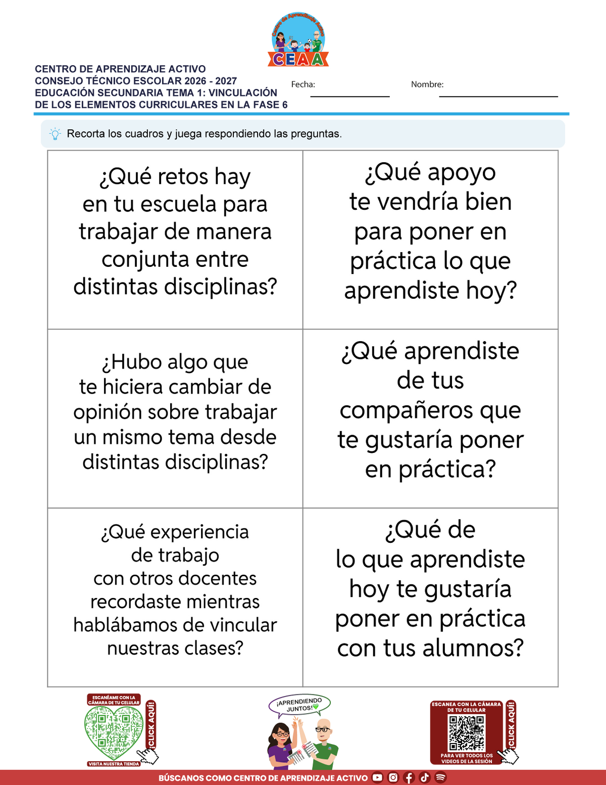 JUEGOS DE ESTUDIO PARA IMPRIMIR CTE EDUCACIÓN SECUNDARIA TEMA 1