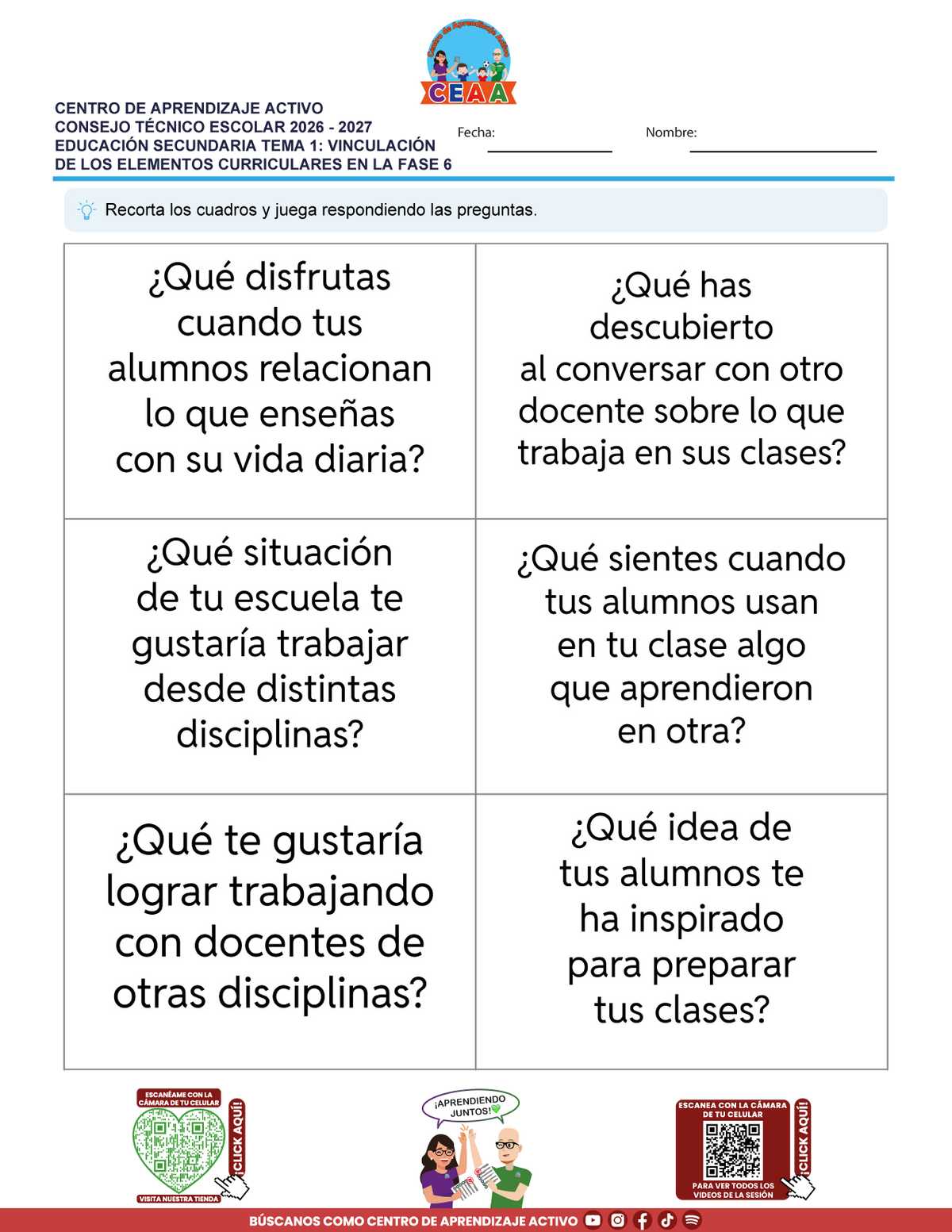 JUEGOS DE ESTUDIO PARA IMPRIMIR CTE EDUCACIÓN SECUNDARIA TEMA 1