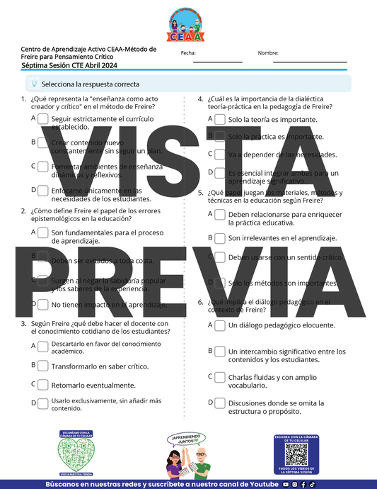 Juegos en PDF para imprimir Séptima Sesión CTE Preescolar, Primaria y Secundaria