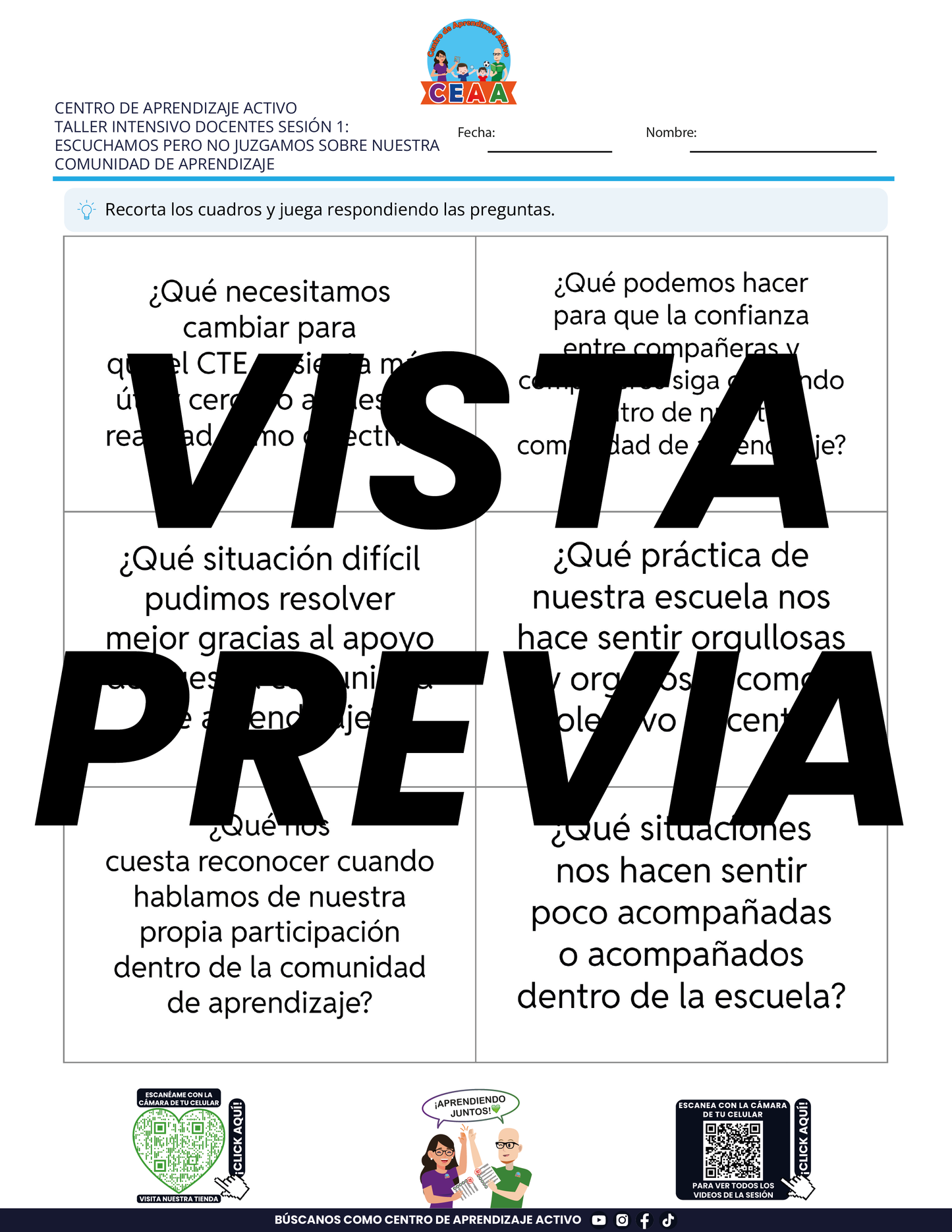 3 Juegos para Imprimir Taller Intensivo Sesión 1 Julio 2026 en PDF