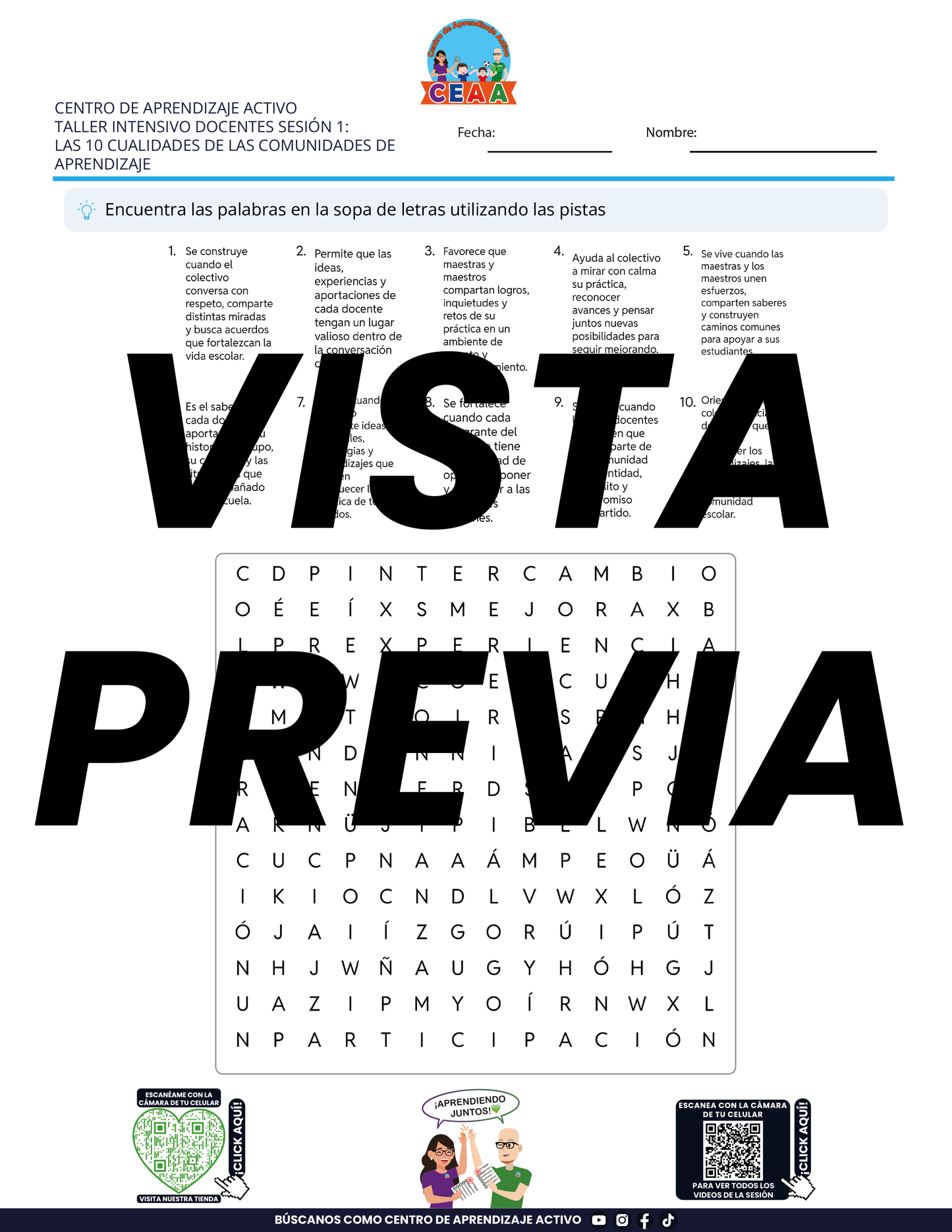 3 Juegos para Imprimir Taller Intensivo Sesión 1 Julio 2026 en PDF